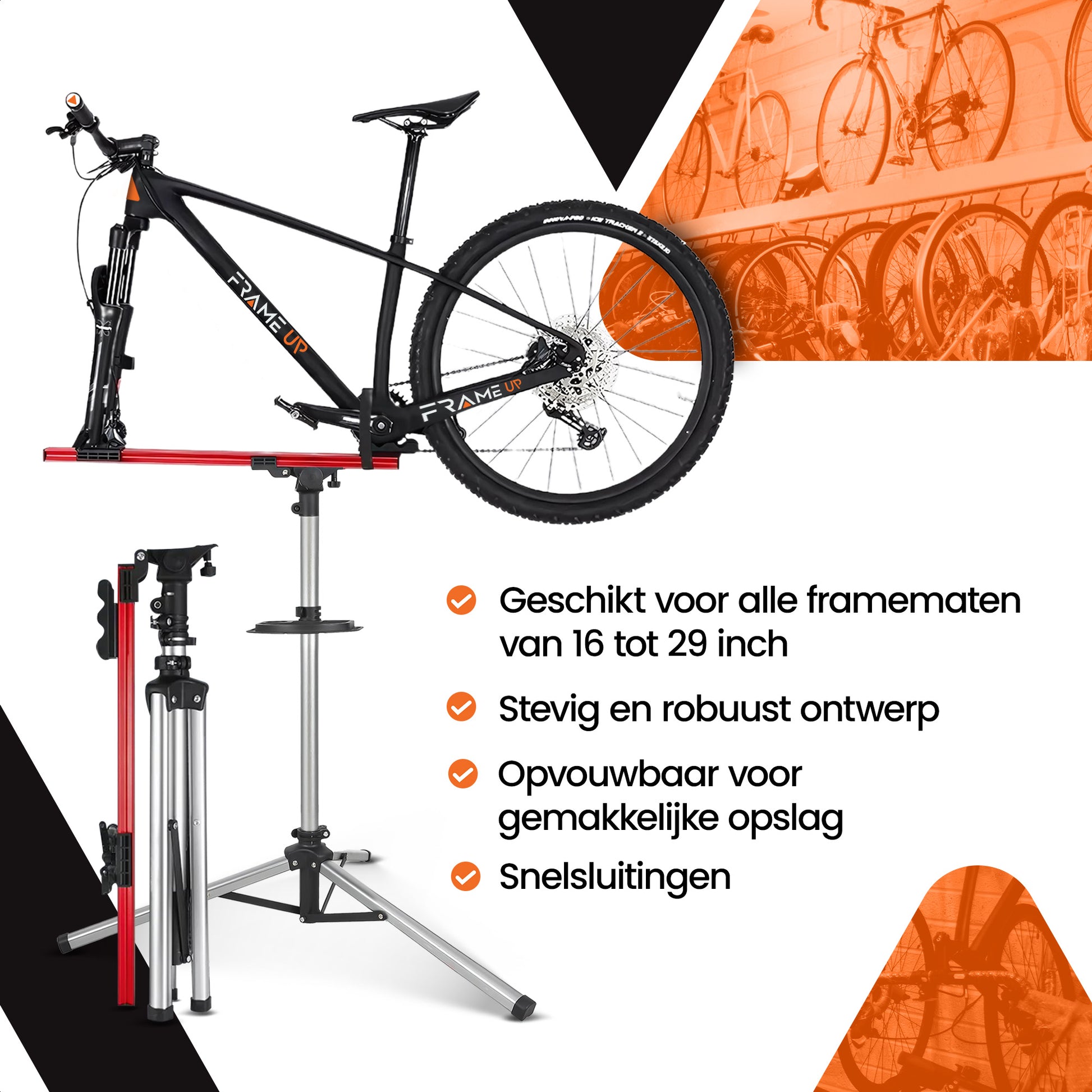 Motorfiets werkplaatsstandaard met U- en L zwenkarm - universele Motorfiets werkplaatsstandaard met U- en L zwenkarm - universele