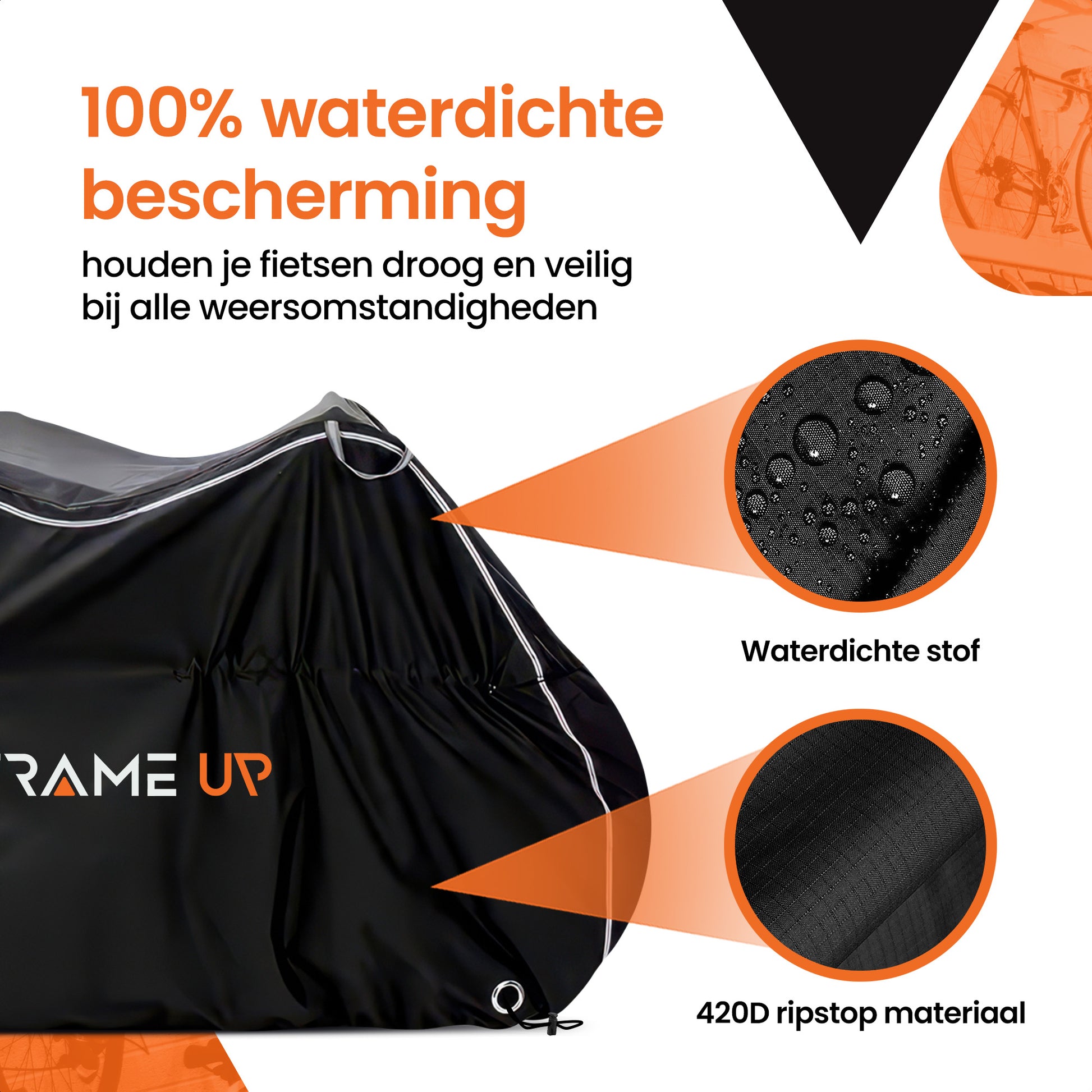 Bakfietshoes waterdicht – 450D Oxford bakfiets hoes - Geschikt voor o.a Urban Arrow, Lovens, Babboe, Vogue, Dolly, Makki zonder huif – Frame Up Bakfietshoes waterdicht – 450D Oxford bakfiets hoes - Geschikt voor o.a Urban Arrow, Lovens, Babboe, Vogue, Dolly, Makki zonder huif – Frame Up